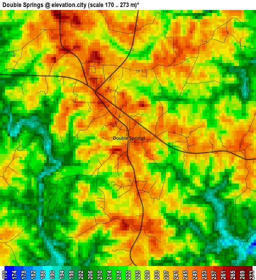 Double Springs elevation map