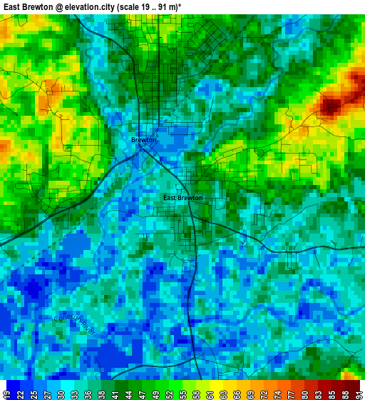 East Brewton elevation map