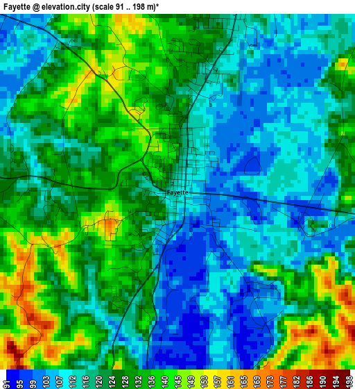 Fayette elevation map