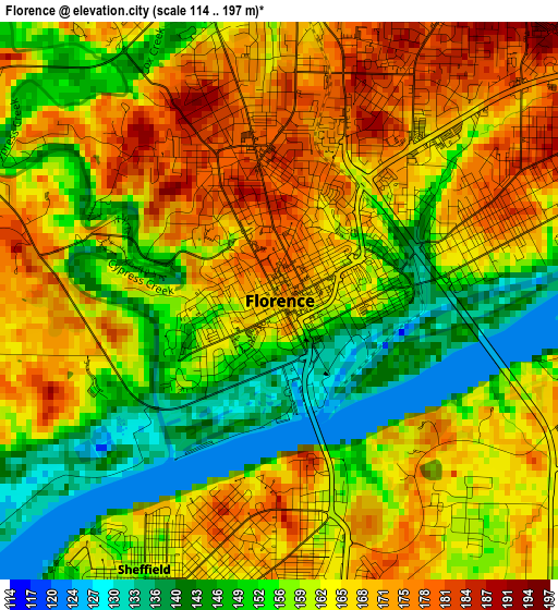 Florence elevation map