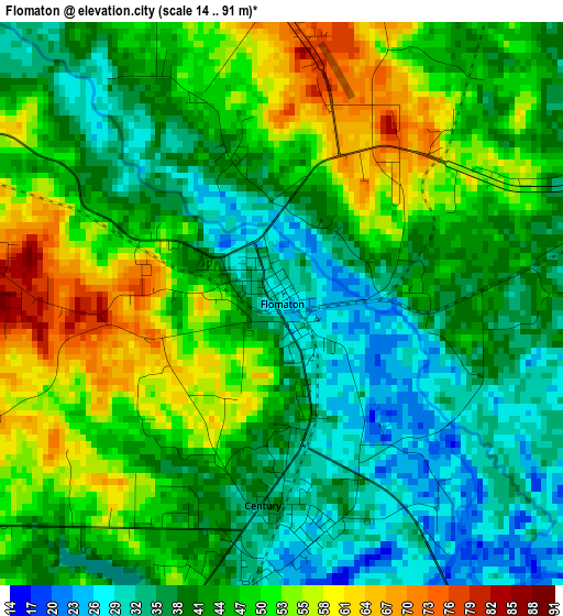 Flomaton elevation map