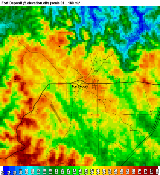 Fort Deposit elevation map