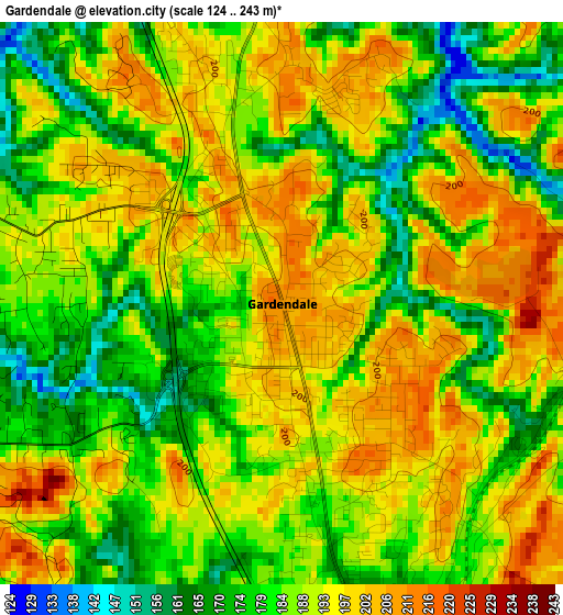 Gardendale elevation map