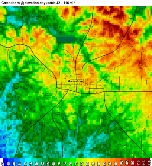 Greensboro elevation map