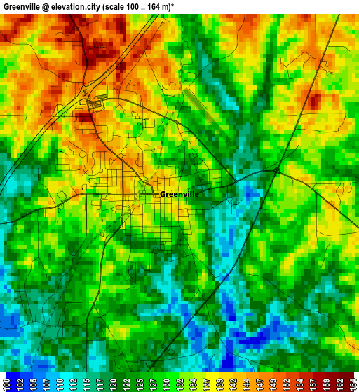 Greenville elevation map