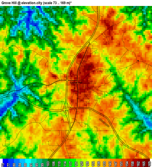 Grove Hill elevation map