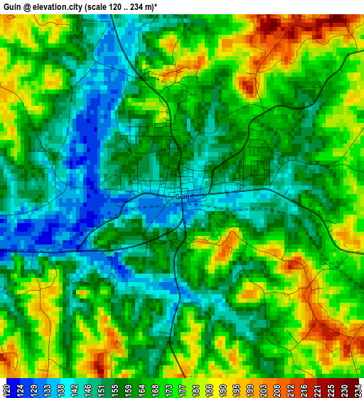 Guin elevation map