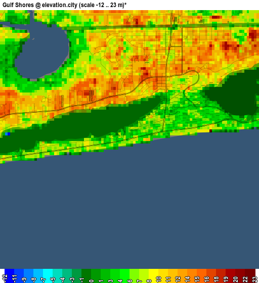 Gulf Shores elevation map