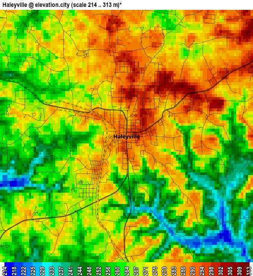 Haleyville elevation map