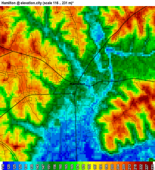 Hamilton elevation map