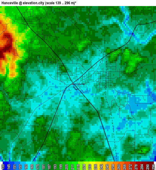 Hanceville elevation map