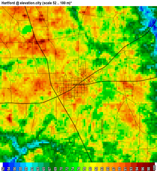 Hartford elevation map