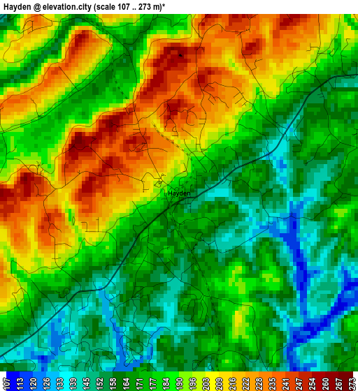 Hayden elevation map