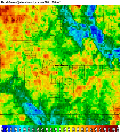 Hazel Green elevation map