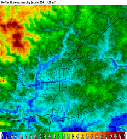 Heflin elevation map