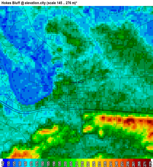 Hokes Bluff elevation map