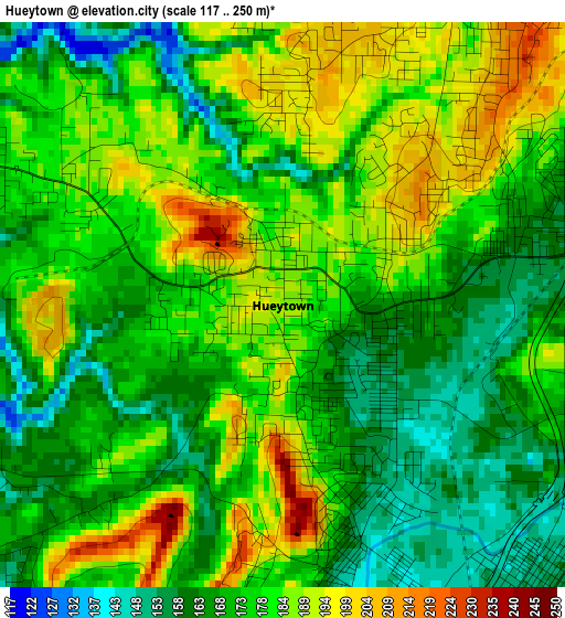 Hueytown elevation map