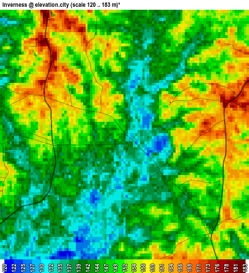 Inverness elevation map