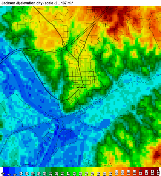 Jackson elevation map