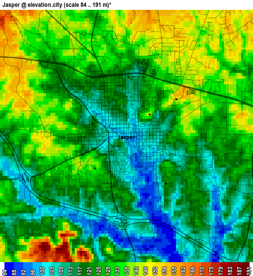 Jasper elevation map