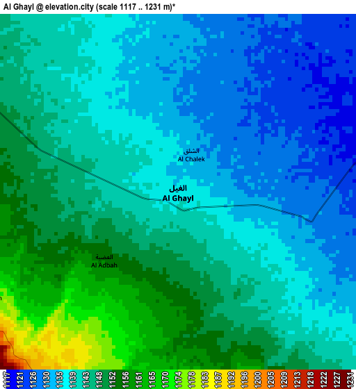 Al Ghayl elevation map