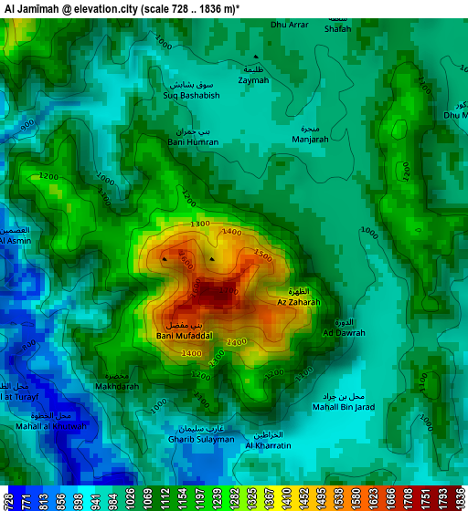 Al Jamīmah elevation map