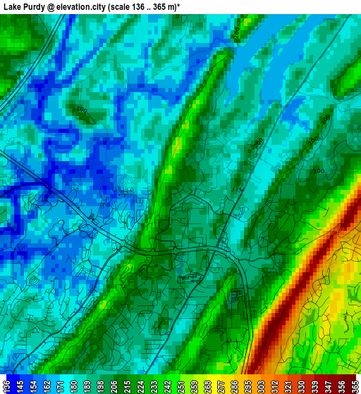 Lake Purdy elevation map