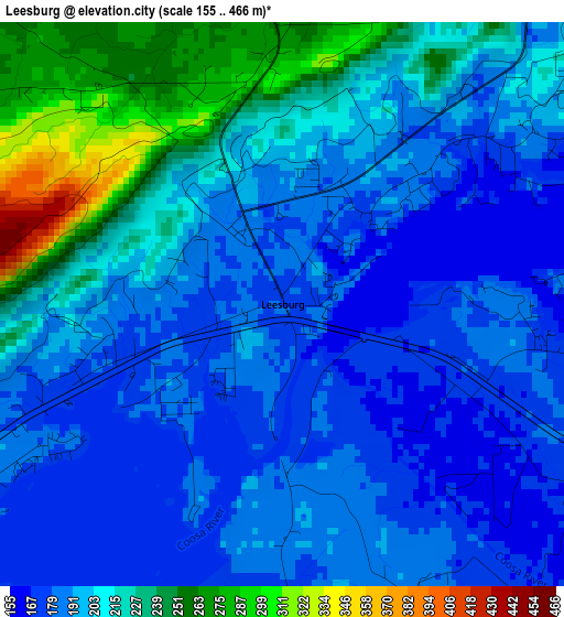 Leesburg elevation map