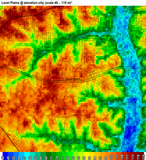 Level Plains elevation map