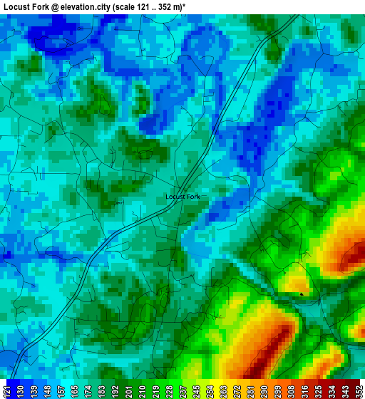 Locust Fork elevation map