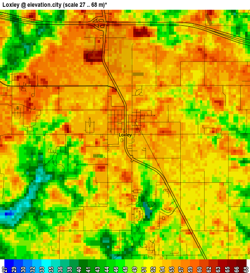 Loxley elevation map