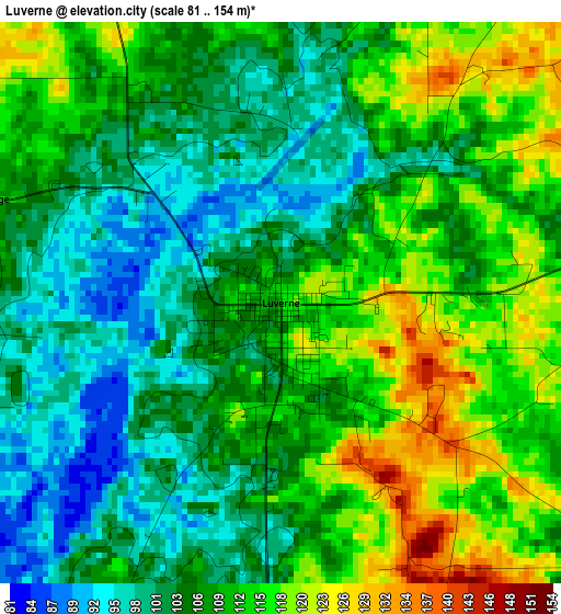 Luverne elevation map