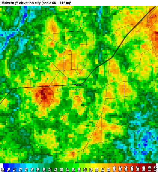 Malvern elevation map