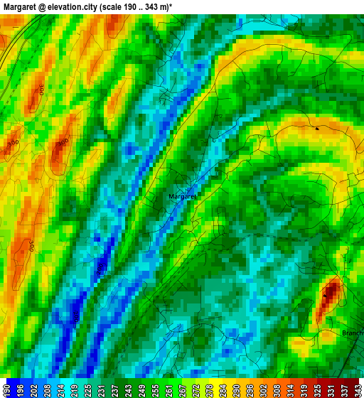 Margaret elevation map