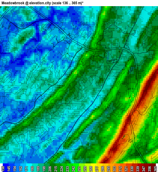 Meadowbrook elevation map