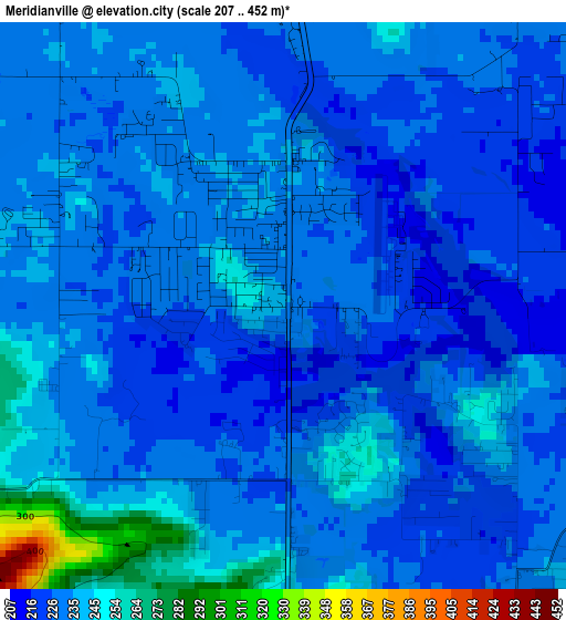 Meridianville elevation map