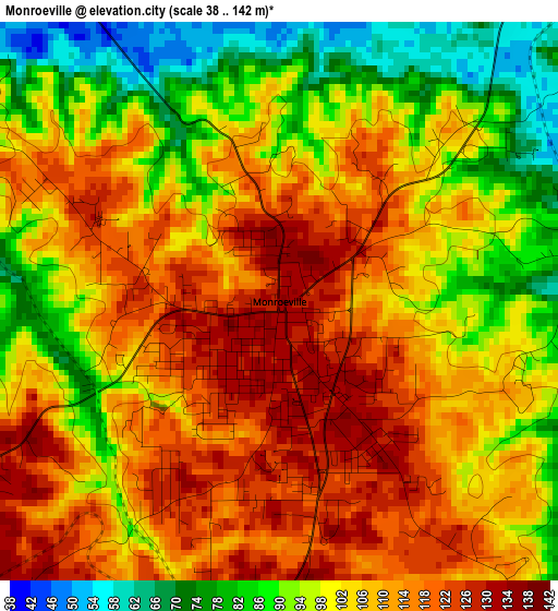 Monroeville elevation map