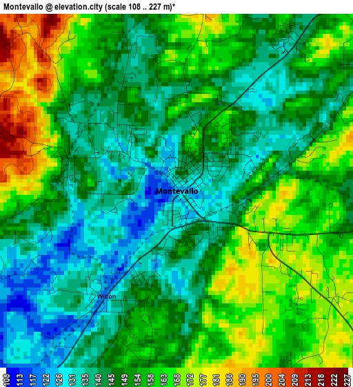 Montevallo elevation map