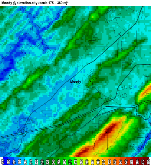 Moody elevation map