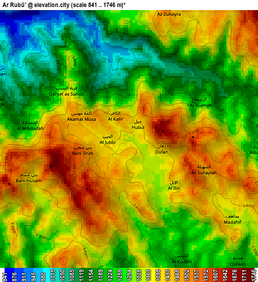 Ar Rubū‘ elevation map