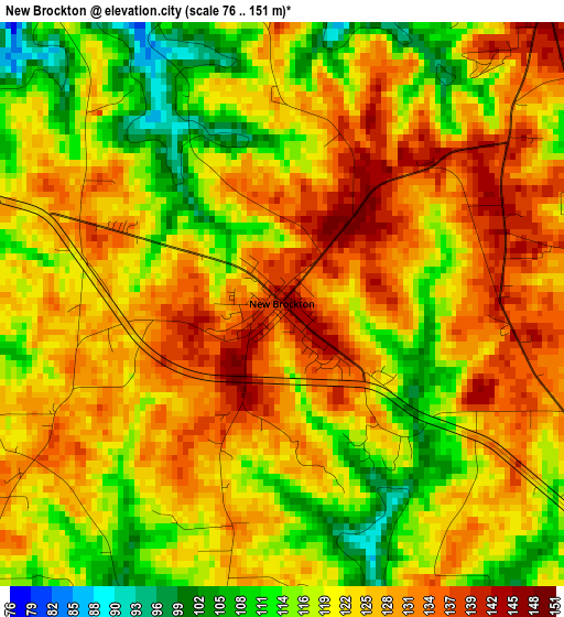 New Brockton elevation map