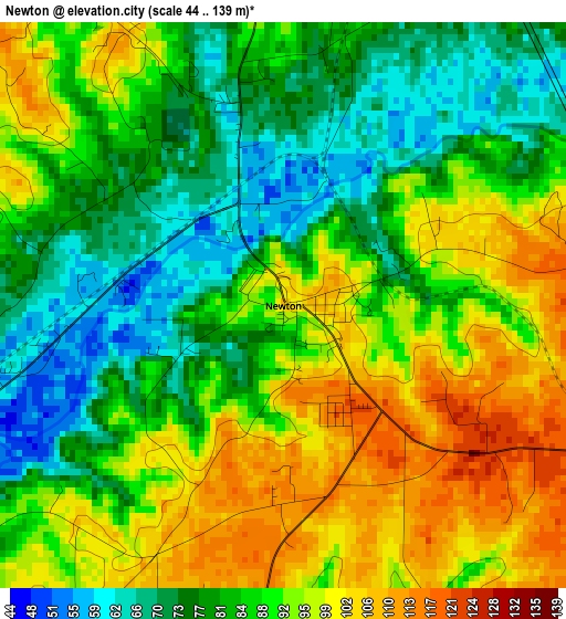 Newton elevation map