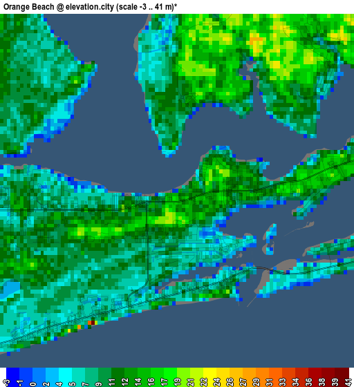 Orange Beach elevation map