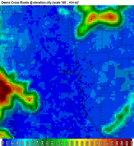 Owens Cross Roads elevation map