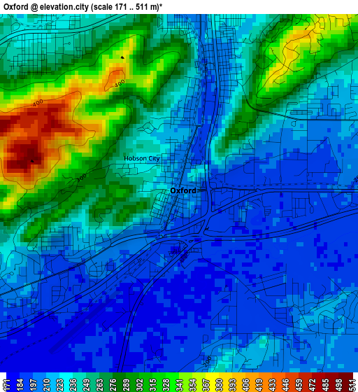 Oxford elevation map
