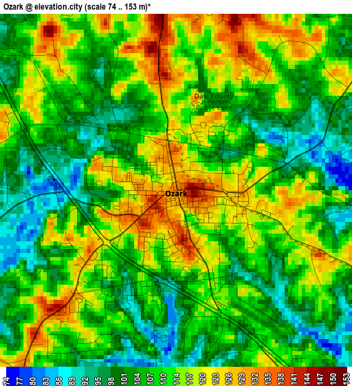 Ozark elevation map