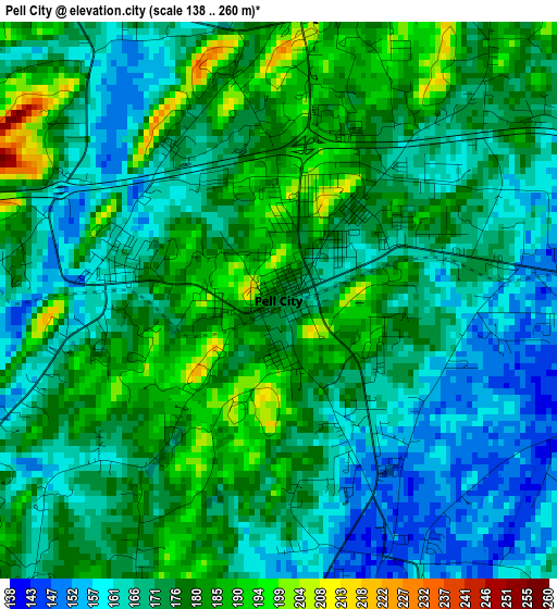 Pell City elevation map