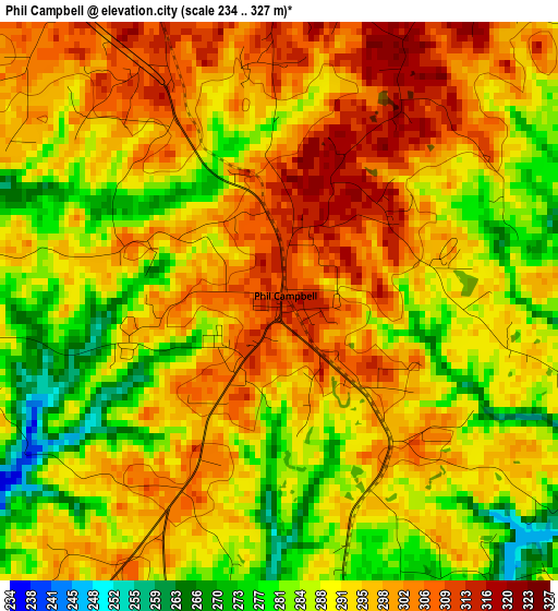 Phil Campbell elevation map