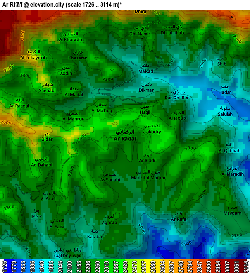 Ar Riḑā’ī elevation map