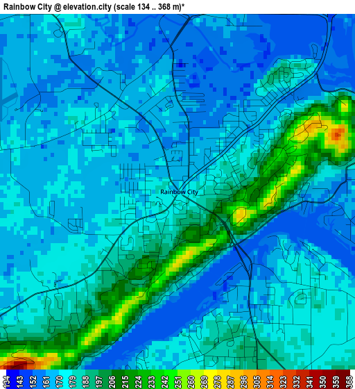 Rainbow City elevation map